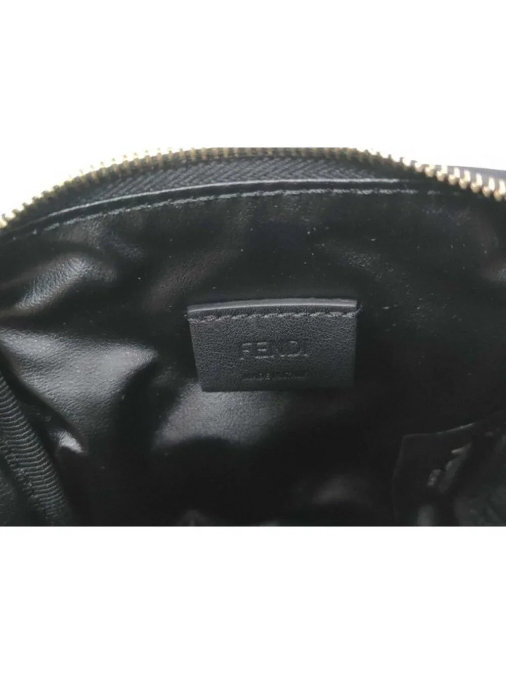 Fendi Pouch Makeuppouch Black Canvas FF Embossed Gold